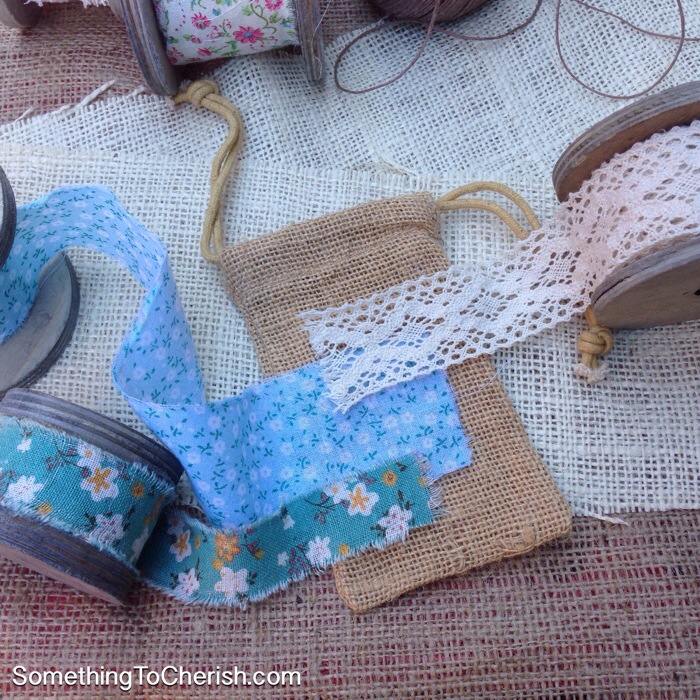 Something to Cherish Drawstring Burlap Bag