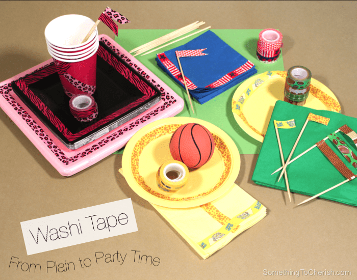 Use some decorative washi tape to go from plain to party time.