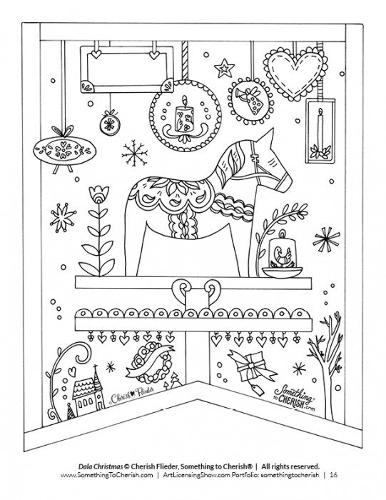Dala Horse Christmas Coloring Page - Free Downloadable Illustration by Cherish Flieder of SomethingToCherish.com Dala Horse Christmas Coloring Page - Free Downloadable Illustration by Cherish Flieder of SomethingToCherish.com