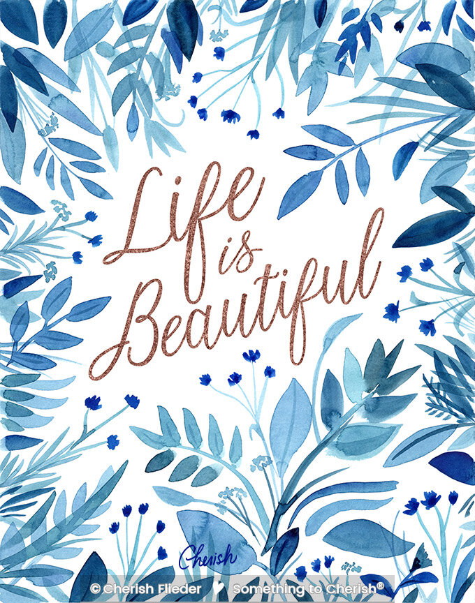 Painted Designs C1708-03a Blueberry Blush Life is Beautiful Inky Blues © Cherish Flieder