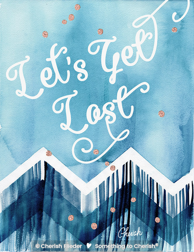 Painted Designs C1708-06b Blueberry Blush Lets Get Lost Mountainscape Inky Blues © Cherish Flieder