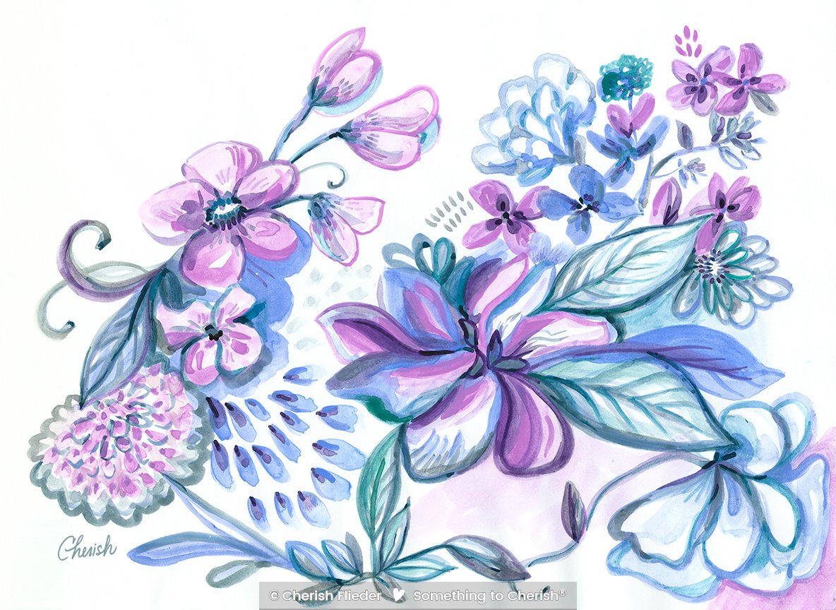  Floral C2214 Periviolet Charm Floral Floral Spray Full © Cherish Flieder