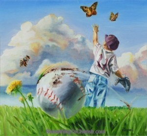 Little league baseball print "Right Field" by Benjamin Hummel