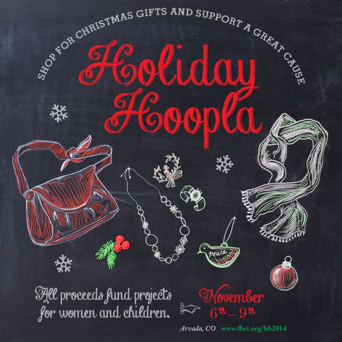 Social Media Sharable: Holiday Hoopla Chalk Art Campaign Illustrated and Designed by Cherish Flieder