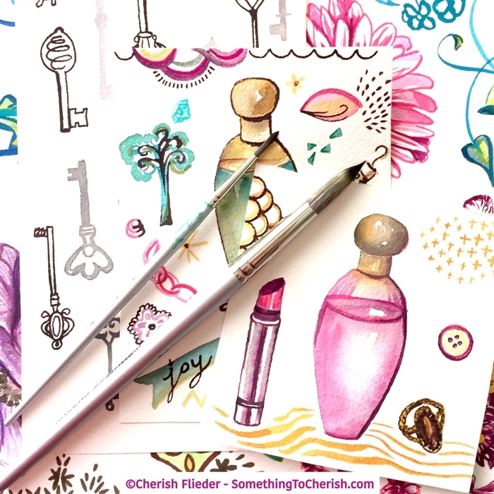 Art Licensing Elegant Beauty Watercolor Collection Preview by artist Cherish Flieder of Something to Cherish