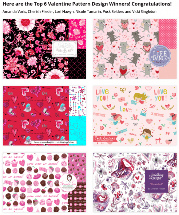 art-licensing-show valentine's day fabric art challenge winners-2016